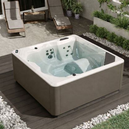 Immagine di MINIPISCINA DA ESTERNO VITA XL MISURA 200X200 CM H. 85 CM STD UV+CROMOLIGHT+BLUETOOTH CON PANNELLI PVC FINITURA OXID E COPERTURA ESTIVA NOVELLINI