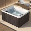 Immagine di MINIPISCINA DA ESTERNO VITA L MISURA 180X140 CM H. 85 CM STD UV+CROMOLIGHT CON PANNELLI DOGATI FINITURA DARK BROWN E COPERTURA ESTIVA NOVELLINI