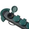 Immagine di MULTIPRESA PROFESSIONALE 4 PRESE POLIVALENTI E TAPPO IP44 CON INTERRUTTORE CAVO 4 METRI NERA/VERDE ELECTRALINE