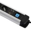 Immagine di MULTIPRESA 8 PRESE POLIVALENTI E 2 PRESE USB CON INTERRUTTORE CAVO 2 MT SILVER7NERO ELECTRALINE