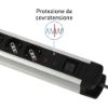 Immagine di MULTIPRESA 6 PRESE POLIVALENTI CON INTERRUTTORE CAVO 2 MT SILVER/NERO ELECTRALINE